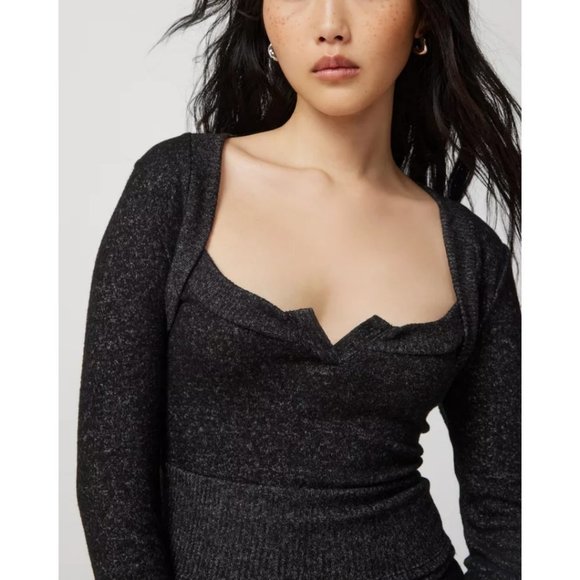 🏷️NWT UO Lounge Set! Tate Cozy Knit Layered Top & Mini Skort Set In Black - S/M - Picture 4 of 16